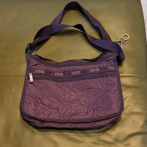 Lesportsac Quilted Purple Adjustable Crossbody or Shoulder Bag